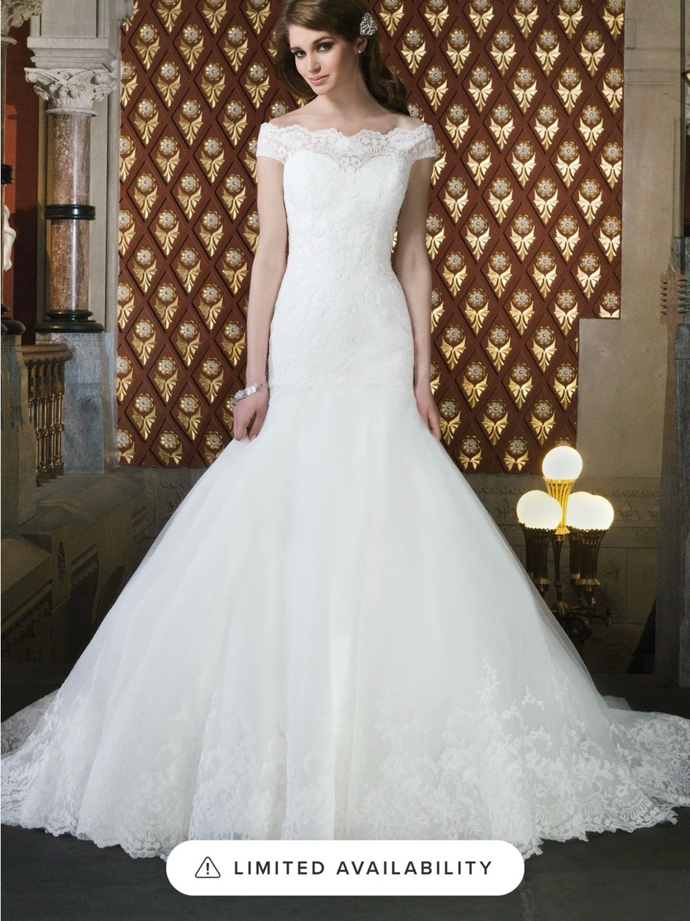 Off-Shoulder Lace Mermaid Wedding Dress - Justin Alexander